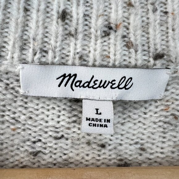 NEW MADEWELL DONEGAL SNOW SWEATER DRESS BUTTON SLEEVE Knit Wool Blend Sz Large - Picture 5 of 14